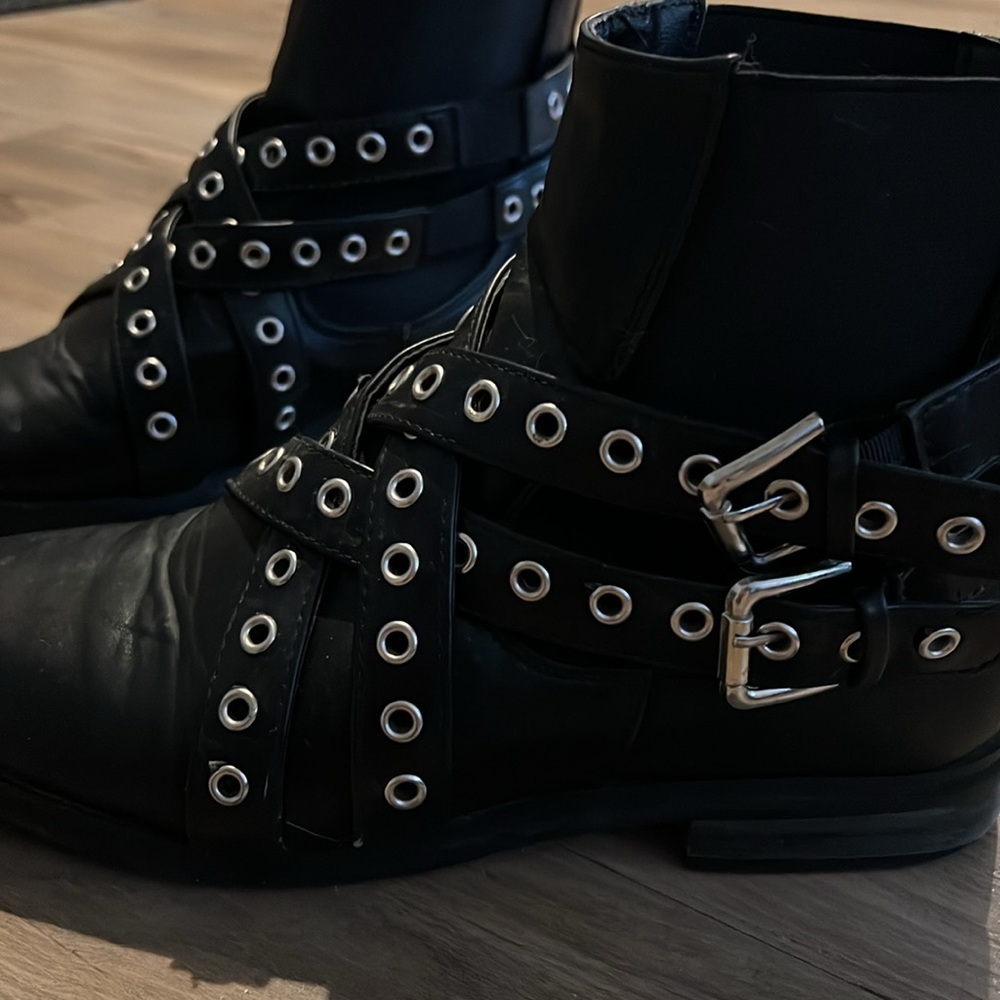 Nasty Gal Black Buckle Ankle Boots